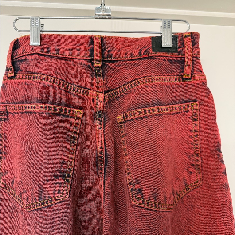 BDG Urban Outfitters Skater Baggy Jeans Red Acid Wash Size 26 - Picture 7 of 10